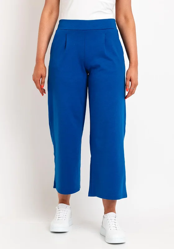 ICHI Kate Cropped Wide Jogger Trouser, True Blue Trousers Canvas Durable