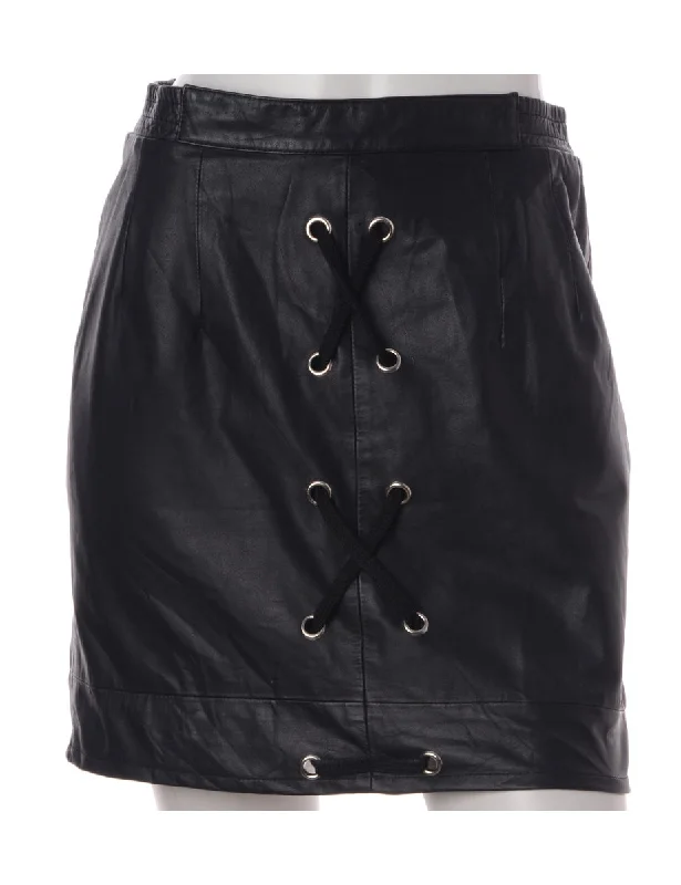 Label Scarlet Lace Up Leather Skirt chiffon skirt floaty