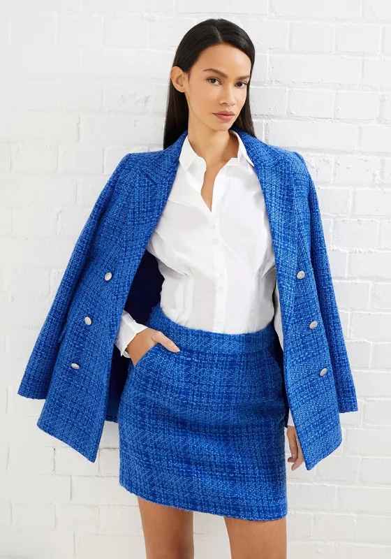 French Connection Azzurra Tweed Mini Skirt, Light Blue Depths silk skirt luxurious