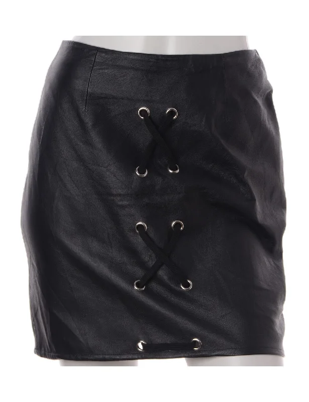 Label Scarlet Lace Up Leather Skirt cashmere skirt rich