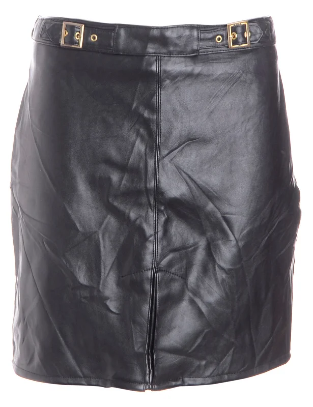 Label Roxy Mini Leather Skirt ruffled skirt detail