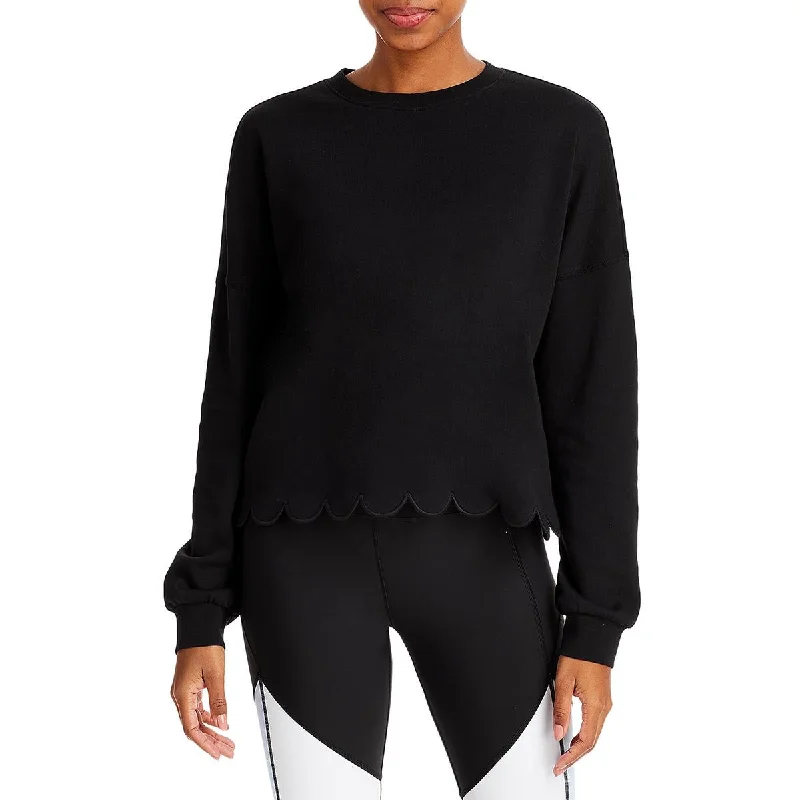 Womens Scalloped Long Sleeves Sweatshirt Hoodie with Button Classic Timeless