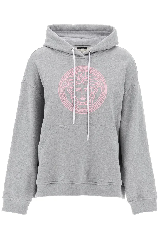 Versace hooded sweatshirt with mél 1014288 1A10156 GRAY MELANGE PALE PINK Graphic Hoodie Design Print Versace hooded sweatshirt with mél 1014288 1A10156 GRAY MELANGE PALE PINK Graphic Hoodie Design Print
