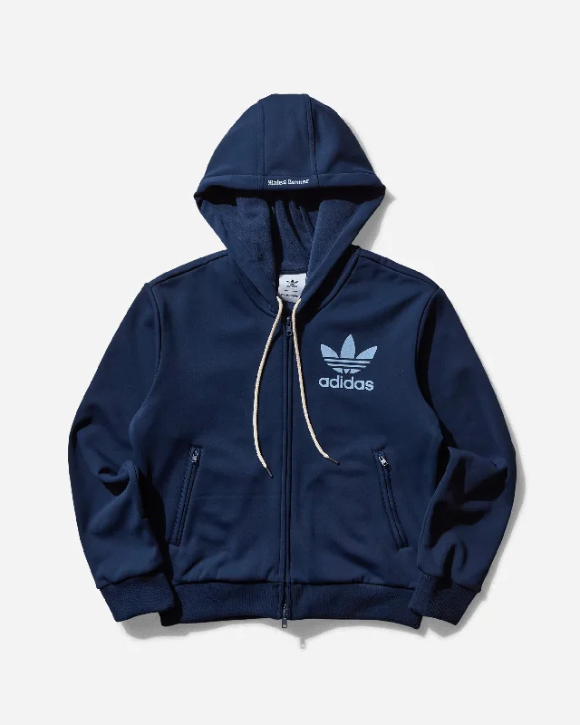 Men's Wales Bonner Track Hoodie Collegiate Navy Hoodie with Drop Shoulder Relaxed Streetwear Men's Wales Bonner Track Hoodie Collegiate Navy Hoodie with Drop Shoulder Relaxed Streetwear