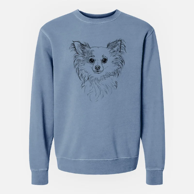 Bare Princess Ava the Long Haired Chihuahua - Unisex Pigment Dyed Crew Sweatshirt Hoodie with Tied Waist Feminine Flattering Bare Princess Ava the Long Haired Chihuahua - Unisex Pigment Dyed Crew Sweatshirt Hoodie with Tied Waist Feminine Flattering