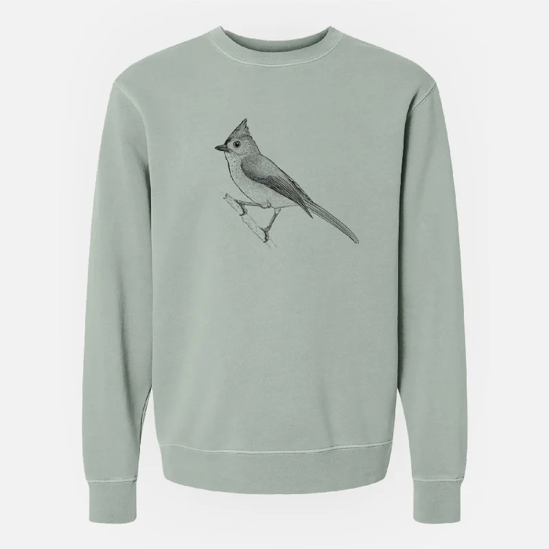 Tufted Titmouse - Baeolophus bicolor - Unisex Pigment Dyed Crew Sweatshirt Hoodie with Belted Waist Structured Tailored Tufted Titmouse - Baeolophus bicolor - Unisex Pigment Dyed Crew Sweatshirt Hoodie with Belted Waist Structured Tailored