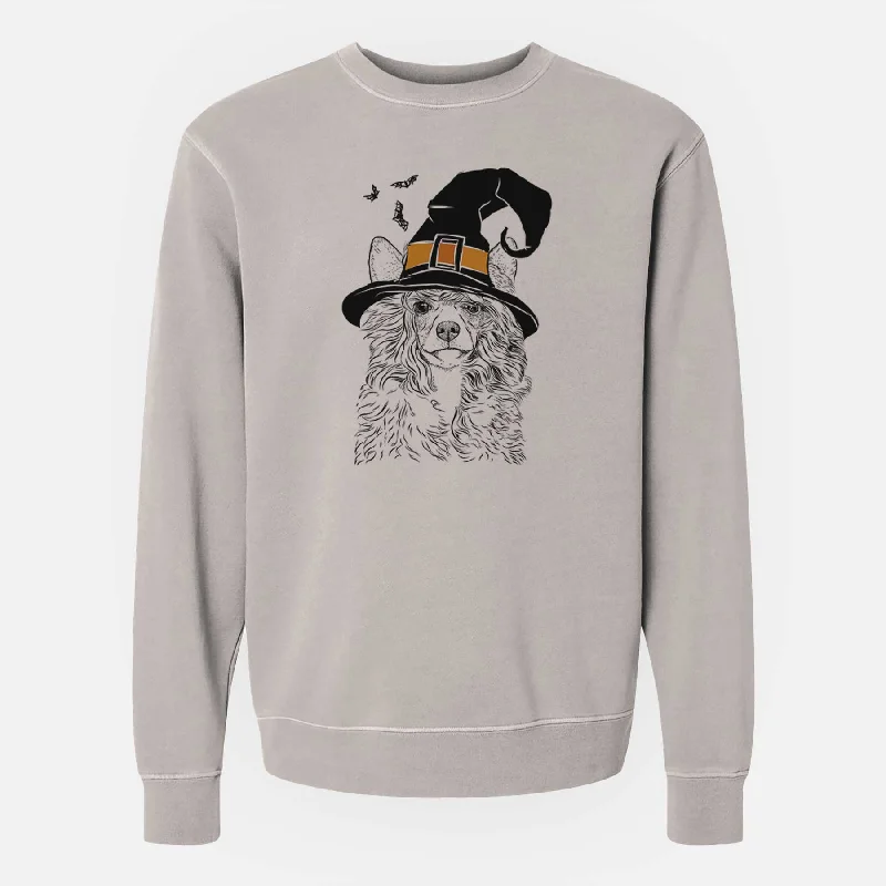 Witch Preston the Powderpuff Chinese Crested - Unisex Pigment Dyed Crew Sweatshirt Zip Hoodie Drawstring Kangaroo Pocket Witch Preston the Powderpuff Chinese Crested - Unisex Pigment Dyed Crew Sweatshirt Zip Hoodie Drawstring Kangaroo Pocket