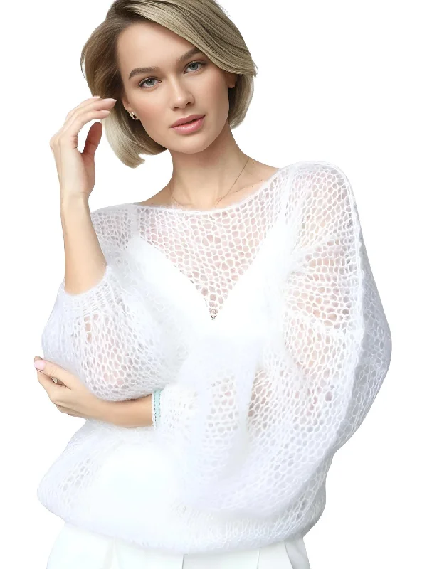 Women's See Through Sweaters Lady Hollow out Mesh Thin Pullover Sweaters Lantern Sleeve Loose Tops Smock Toggled Drawstring Belted Women's See Through Sweaters Lady Hollow out Mesh Thin Pullover Sweaters Lantern Sleeve Loose Tops Smock Toggled Drawstring Belted