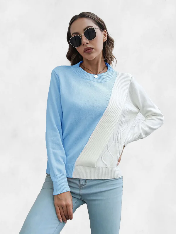 Asia Direct+ Diagonal Color Block Knit Sweater Graphic Sweater Embroidered Appliqued Asia Direct+ Diagonal Color Block Knit Sweater Graphic Sweater Embroidered Appliqued