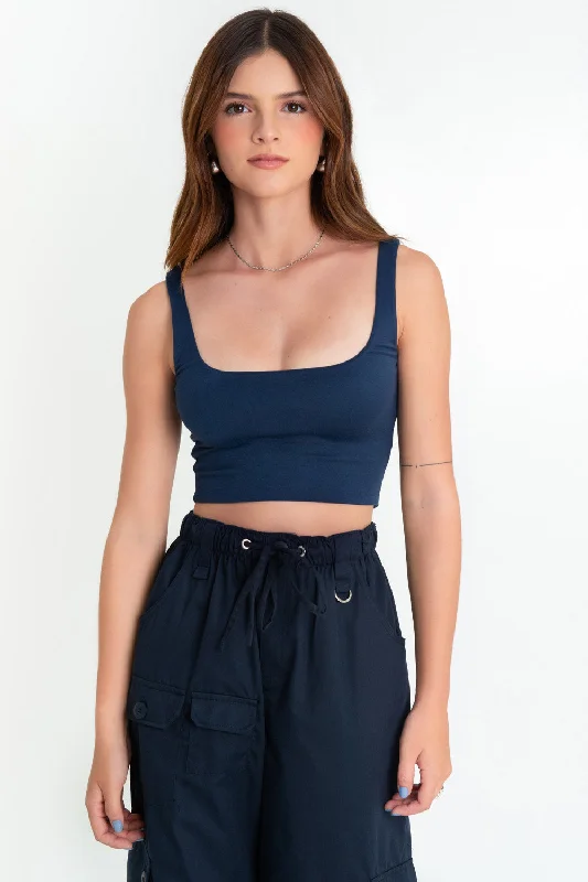 Crop top tirantes Chenille Brocade Lace