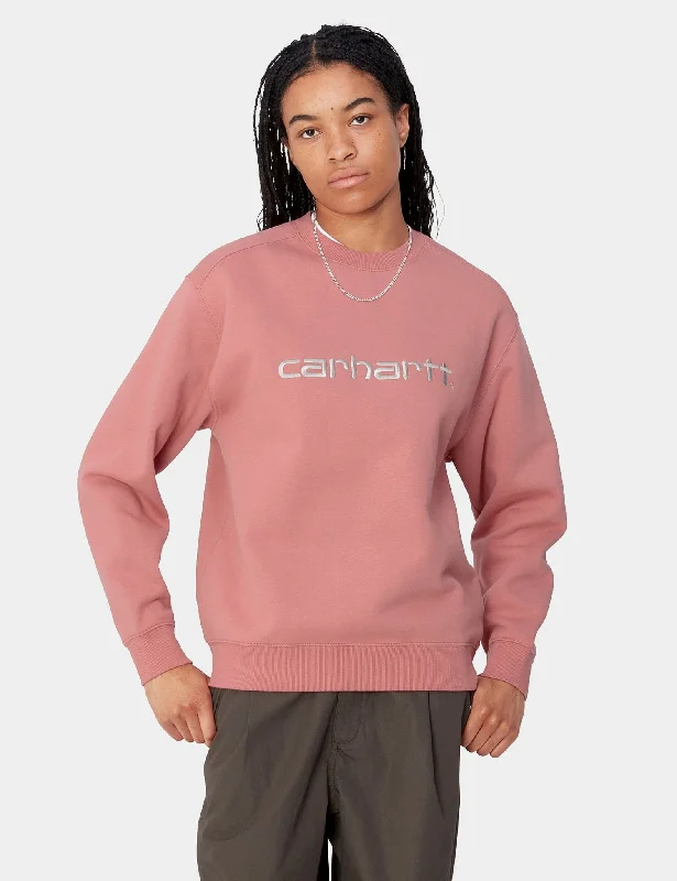 Carhartt WIP Women's Carhartt Sweatshirt (Regular) - Dusty Rose Hoodie with Illustration Artistic Creative Carhartt WIP Women's Carhartt Sweatshirt (Regular) - Dusty Rose Hoodie with Illustration Artistic Creative