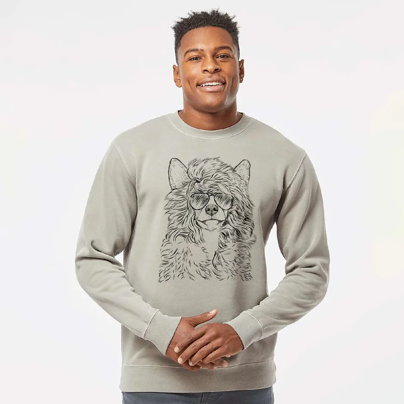 Aviator Preston the Powderpuff Chinese Crested - Unisex Pigment Dyed Crew Sweatshirt Hoodie Crop Top Short Trendy Aviator Preston the Powderpuff Chinese Crested - Unisex Pigment Dyed Crew Sweatshirt Hoodie Crop Top Short Trendy