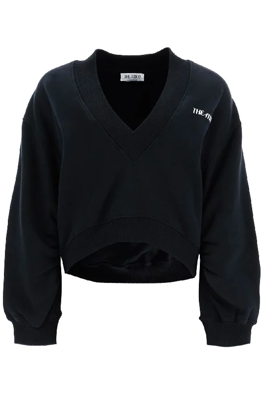 oversized sweatshirt with deep v-neck 247WCF10JF03 BLACK Hoodie with Rolled Sleeves Casual Relaxed oversized sweatshirt with deep v-neck 247WCF10JF03 BLACK Hoodie with Rolled Sleeves Casual Relaxed