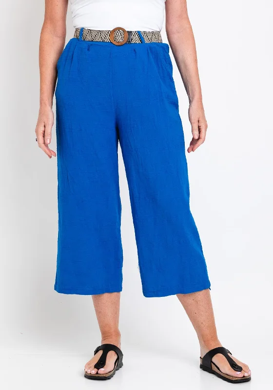 The Serafina Collection One Size Wide Leg Crop Trouser, Royal Blue Trousers Denim Distressed The Serafina Collection One Size Wide Leg Crop Trouser, Royal Blue Trousers Denim Distressed