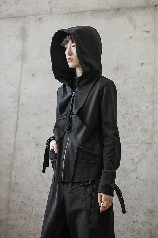 Autumn Dark Style Hoodie Korean Cut Edge Design Short Casual Women Sweater Coat Hoodie with Drop Shoulder Relaxed Streetwear Autumn Dark Style Hoodie Korean Cut Edge Design Short Casual Women Sweater Coat Hoodie with Drop Shoulder Relaxed Streetwear