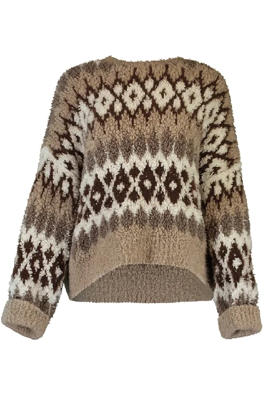 Teddy Nordic Crew Neck Sweater Chenille Fabric Brocade Fabric Lace Fabric