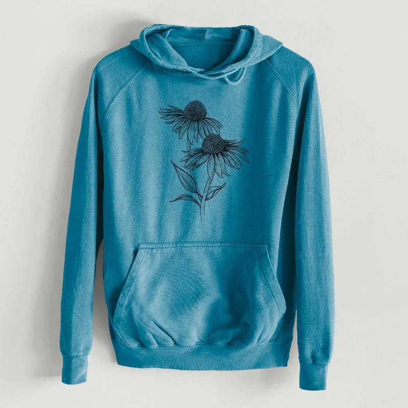 Coneflower - Echinacea purpurea - Mid-Weight Unisex Vintage 100% Cotton Hoodie Hoodie with Elastic Cuffs Stretchable Comfortable Coneflower - Echinacea purpurea - Mid-Weight Unisex Vintage 100% Cotton Hoodie Hoodie with Elastic Cuffs Stretchable Comfortable
