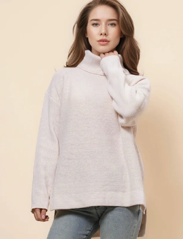 Ladies High Neck Solid Color Pullover Sweater SKT41095 Herringbone Houndstooth Plaid Ladies High Neck Solid Color Pullover Sweater SKT41095 Herringbone Houndstooth Plaid