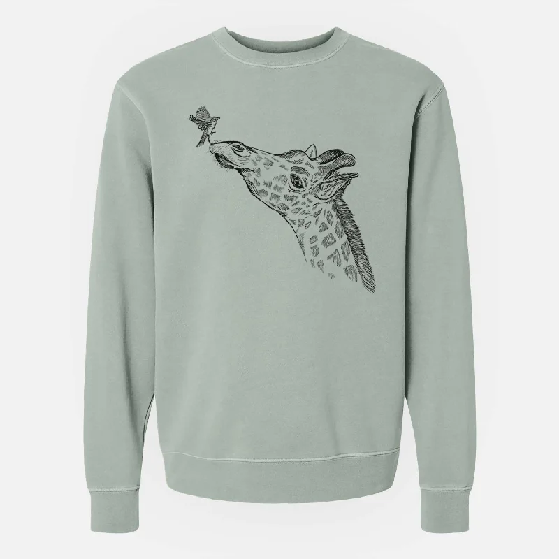 Northern Giraffe - Giraffa camelopardalis - Unisex Pigment Dyed Crew Sweatshirt Hoodie with Earth Tones Natural Calm Northern Giraffe - Giraffa camelopardalis - Unisex Pigment Dyed Crew Sweatshirt Hoodie with Earth Tones Natural Calm
