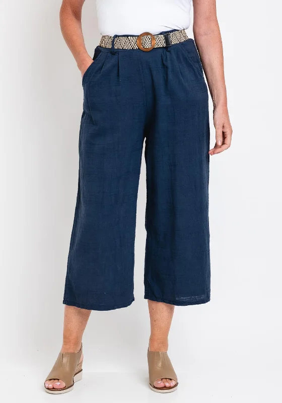 The Serafina Collection One Size Wide Leg Crop Trouser, Blue Trousers Mesh Breathable The Serafina Collection One Size Wide Leg Crop Trouser, Blue Trousers Mesh Breathable
