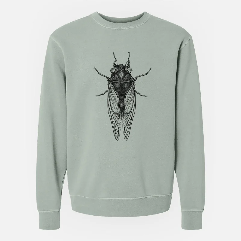 Pharoh Cicada - Magicicada septendecim - Unisex Pigment Dyed Crew Sweatshirt Hoodie with Hem Drawcord Adjustable Customizable Pharoh Cicada - Magicicada septendecim - Unisex Pigment Dyed Crew Sweatshirt Hoodie with Hem Drawcord Adjustable Customizable