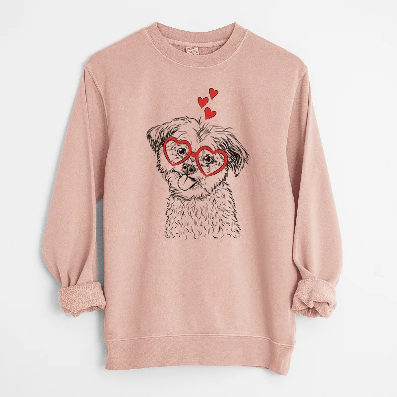 Valentine Puff the Malshi - Unisex Pigment Dyed Crew Sweatshirt Hoodie with Raw Hem Edgy Unfinished Valentine Puff the Malshi - Unisex Pigment Dyed Crew Sweatshirt Hoodie with Raw Hem Edgy Unfinished