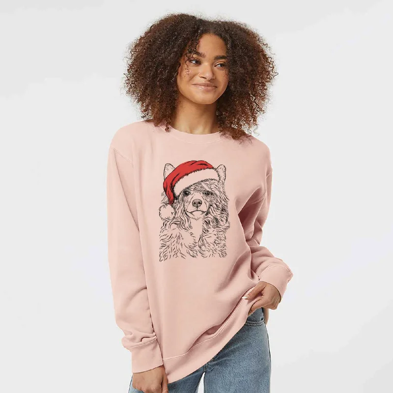 Santa Preston the Powderpuff Chinese Crested - Unisex Pigment Dyed Crew Sweatshirt Graphic Hoodie Design Print Santa Preston the Powderpuff Chinese Crested - Unisex Pigment Dyed Crew Sweatshirt Graphic Hoodie Design Print