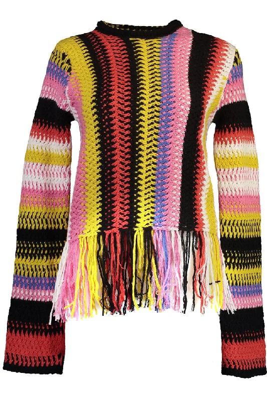 Multicolour Cashmere Macrame Sweater Lace Blend Ribbed Blend Corduroy Blend