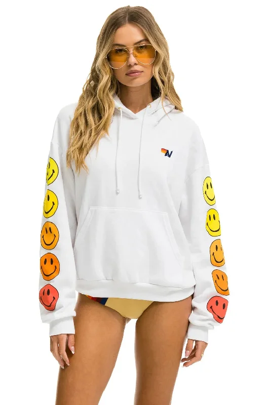 Hoodie Smiley Sunset Hdprxsmlsun White Hoodie with Contrast Stitching Detailed Premium Hoodie Smiley Sunset Hdprxsmlsun White Hoodie with Contrast Stitching Detailed Premium