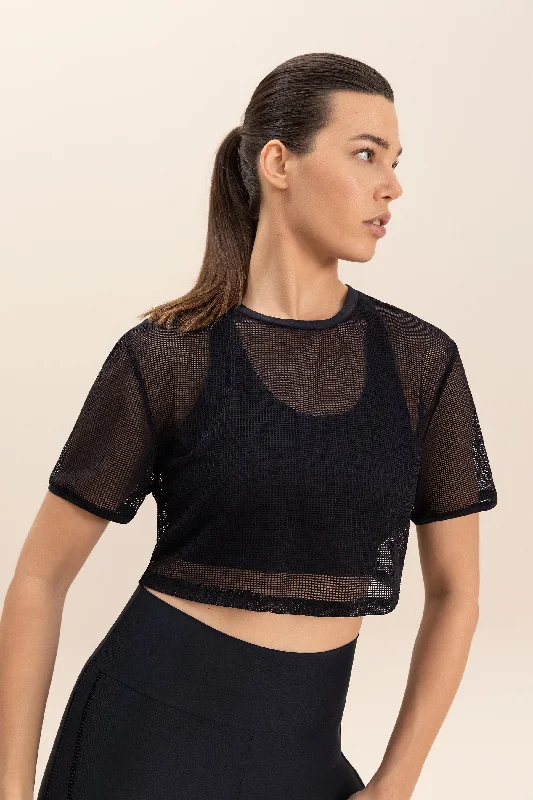 Bio Mesh Crop Top Print Jacquard Patchwork