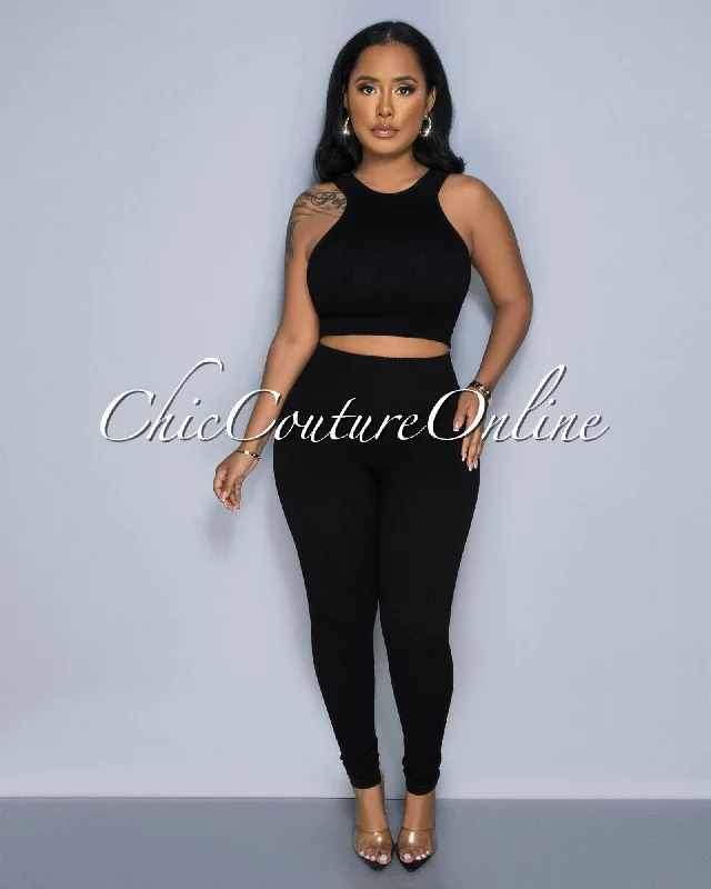Cindy Black Racer Crop Top & Leggings Sculpting Set Machine Wash Dry Clean Hand Wash Cindy Black Racer Crop Top & Leggings Sculpting Set Machine Wash Dry Clean Hand Wash