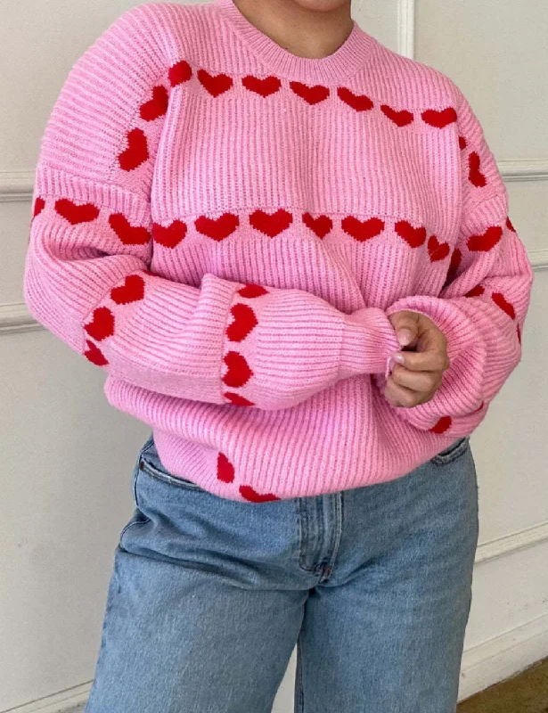 Ladies Valentine Heart Knit Pullover Sweater SKT41181 Open Front Closed Front Wrap Front Ladies Valentine Heart Knit Pullover Sweater SKT41181 Open Front Closed Front Wrap Front