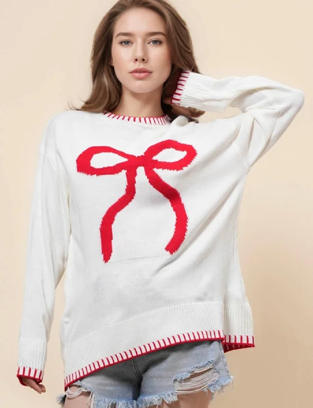 Ladies color block bowknot knit pullover Sweater SKT41052 Jersey Fabric Tulle Fabric Batik Fabric Ladies color block bowknot knit pullover Sweater SKT41052 Jersey Fabric Tulle Fabric Batik Fabric