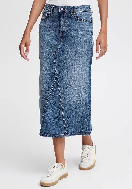 B.Young Leya Midi Denim Skirt, Medium Blue Denim cashmere skirt rich