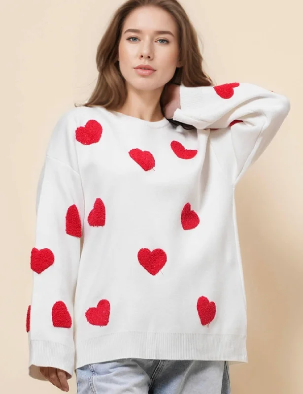 Ladies Valentine's Heart Pullover Sweater SKT41097 Cotton Fabric Linen Fabric Terry Fabric Ladies Valentine's Heart Pullover Sweater SKT41097 Cotton Fabric Linen Fabric Terry Fabric