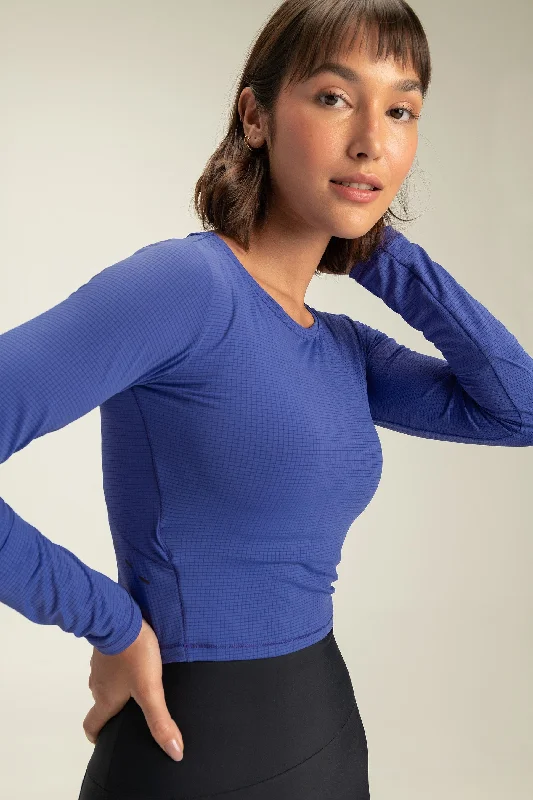 Move Long Sleeve Crop Top Polka Dot Checkered Tartan