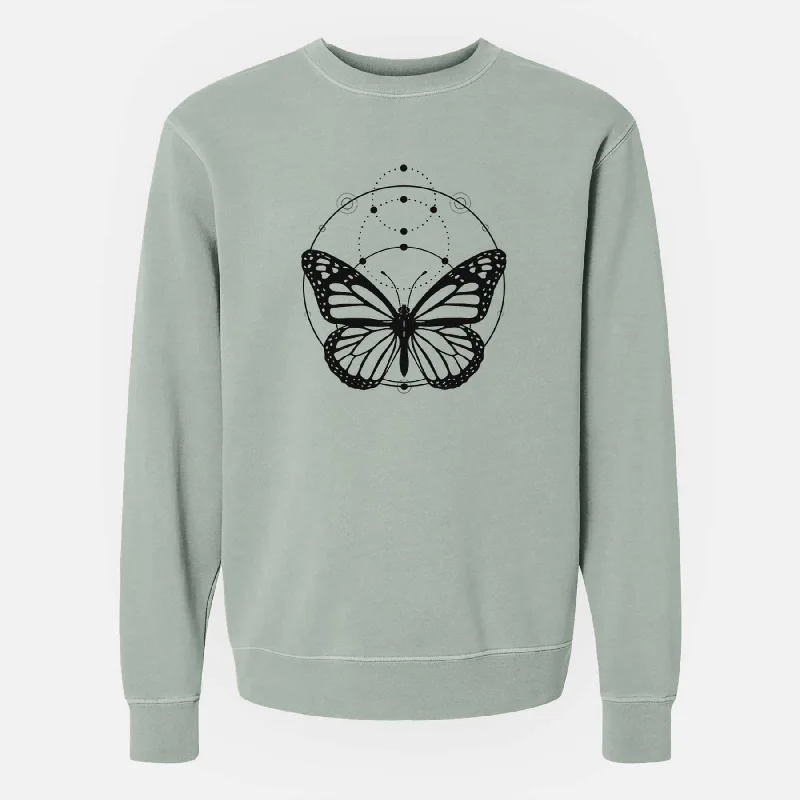Monarch Symmetry - Unisex Pigment Dyed Crew Sweatshirt Hoodie with Print Artistic Unique Monarch Symmetry - Unisex Pigment Dyed Crew Sweatshirt Hoodie with Print Artistic Unique