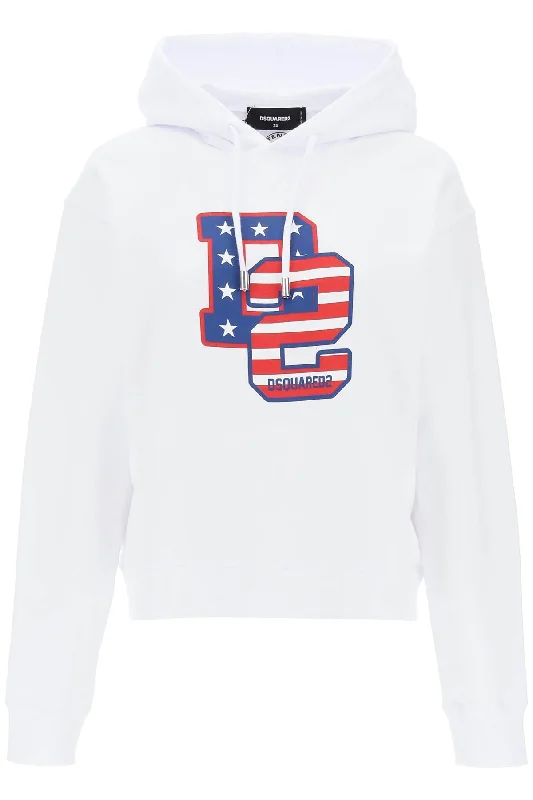 Dsquared2 cool fit hoodie with graphic print S75GU0515 S25551 WHITE Hoodie with Hem Frayed Vintage Worn Dsquared2 cool fit hoodie with graphic print S75GU0515 S25551 WHITE Hoodie with Hem Frayed Vintage Worn