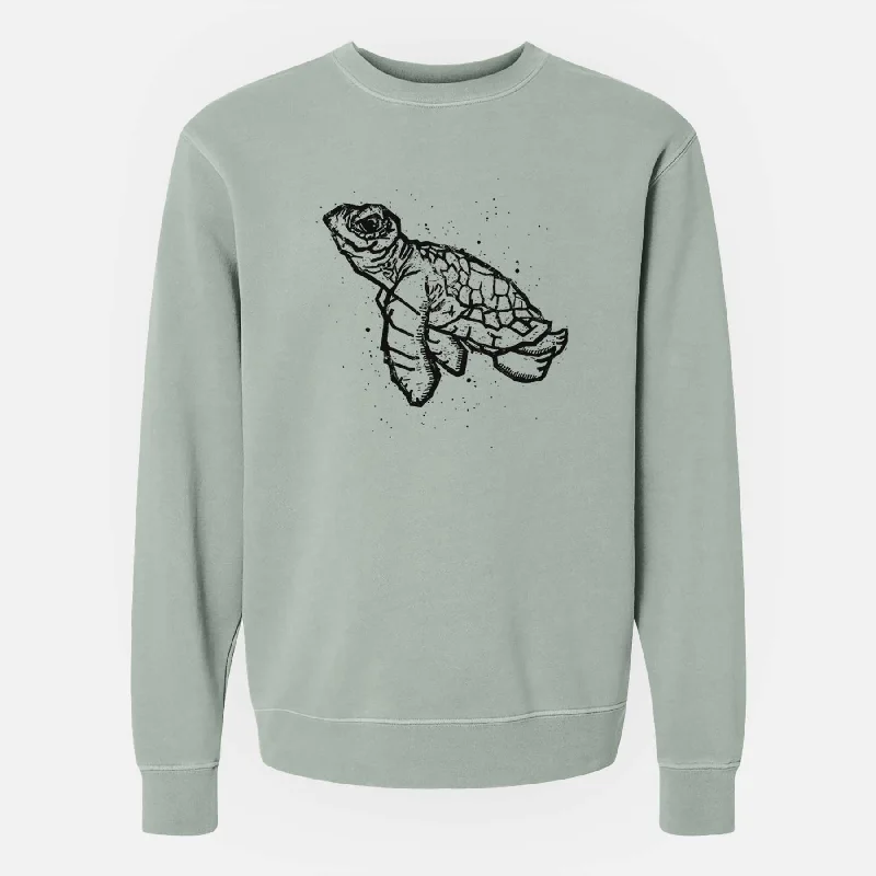 Baby Sea Turtle - Unisex Pigment Dyed Crew Sweatshirt Hoodie with Set-In Sleeves Structured Classic Baby Sea Turtle - Unisex Pigment Dyed Crew Sweatshirt Hoodie with Set-In Sleeves Structured Classic