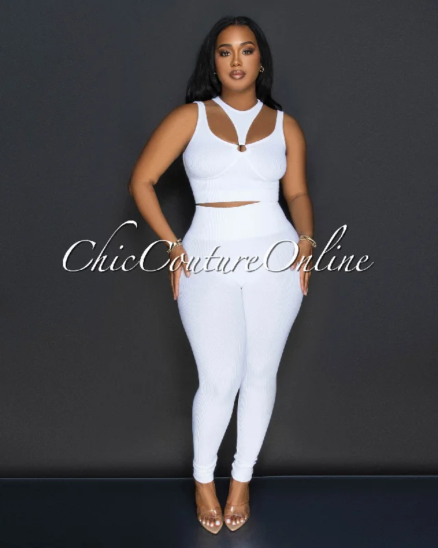 Alera White Cut Out Crop Top & Leggings Ribbed Sculpting Set Rayon Fabric Velvet Fabric Corduroy Fabric Alera White Cut Out Crop Top & Leggings Ribbed Sculpting Set Rayon Fabric Velvet Fabric Corduroy Fabric