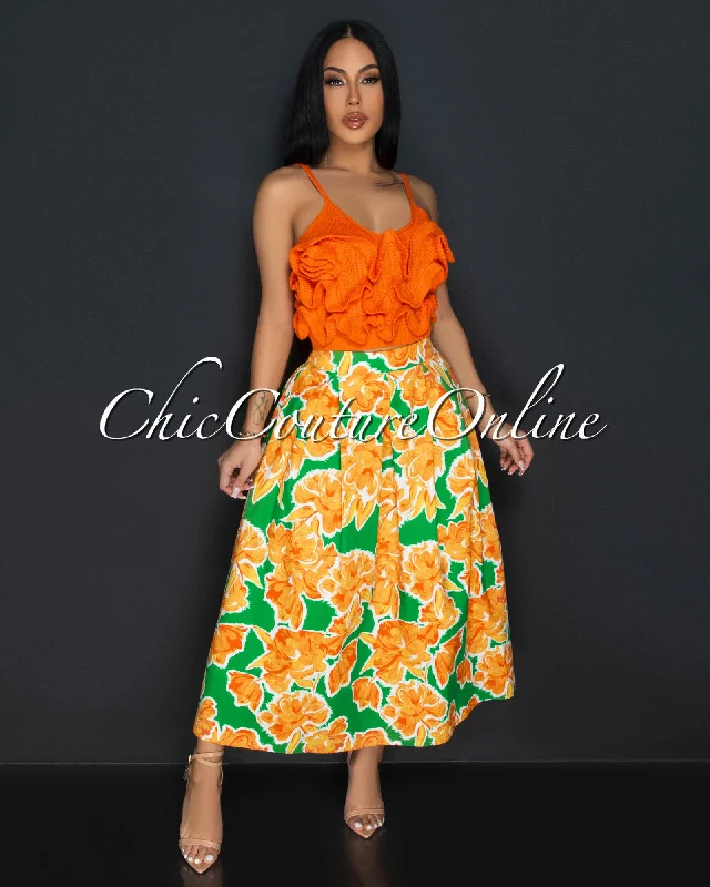 Safia Tangerine Green Crochet Crop Top & Flared Skirt Set Lace Blend Ribbed Blend Corduroy Blend Safia Tangerine Green Crochet Crop Top & Flared Skirt Set Lace Blend Ribbed Blend Corduroy Blend