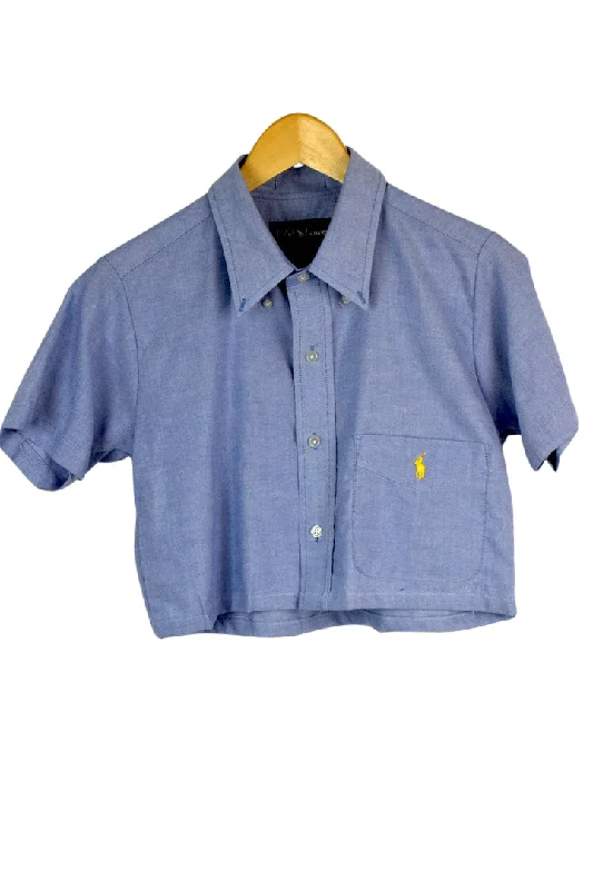 Reworked Ralph Lauren Brand Crop Top Anti-Shrink Durable Soft