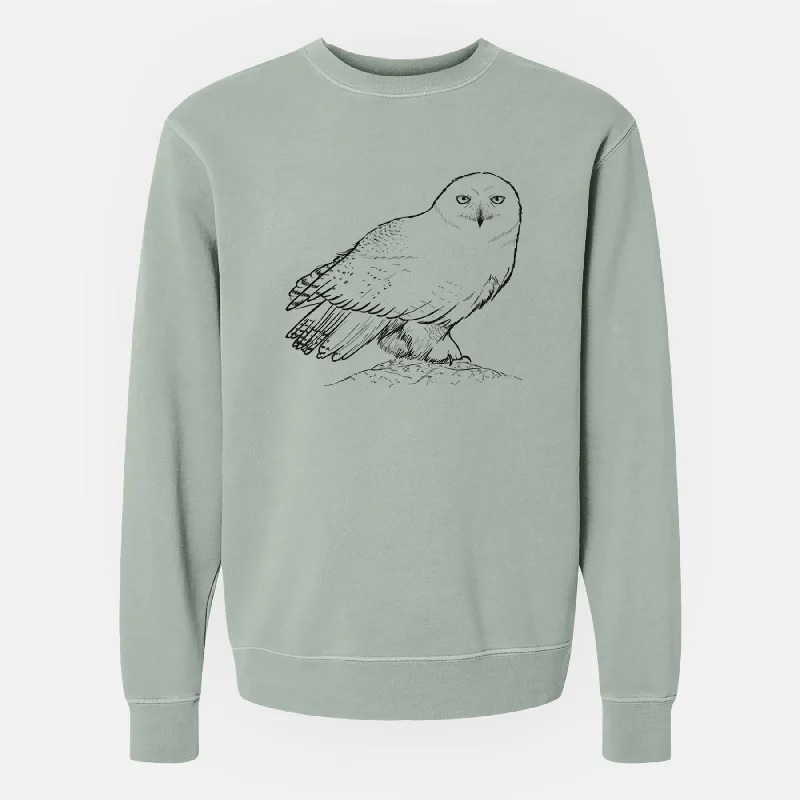 Snowy Owl - Bubo scandiacus - Unisex Pigment Dyed Crew Sweatshirt Hoodie with Hem Ribbing Snug Secure Snowy Owl - Bubo scandiacus - Unisex Pigment Dyed Crew Sweatshirt Hoodie with Hem Ribbing Snug Secure