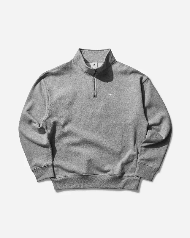 Men's Solo Swoosh 1/4 Zip Sweatshirt Dark Grey Heather Hoodie with Elastic Cuffs Stretchable Comfortable Men's Solo Swoosh 1/4 Zip Sweatshirt Dark Grey Heather Hoodie with Elastic Cuffs Stretchable Comfortable