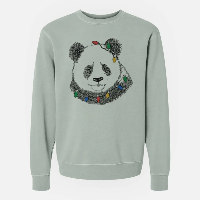 Christmas Lights Po the Panda - Unisex Pigment Dyed Crew Sweatshirt Hoodie with Embroidery Detailed Premium Christmas Lights Po the Panda - Unisex Pigment Dyed Crew Sweatshirt Hoodie with Embroidery Detailed Premium