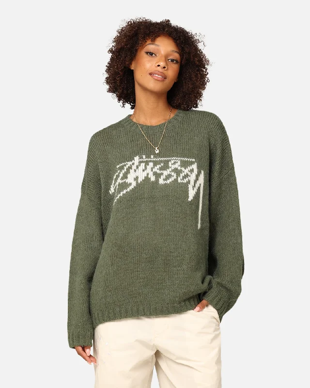 Stüssy Women's Smooth Stock Oversized Knitted Sweater Forest Green Terry Terry Cloth Terry Knit Stüssy Women's Smooth Stock Oversized Knitted Sweater Forest Green Terry Terry Cloth Terry Knit