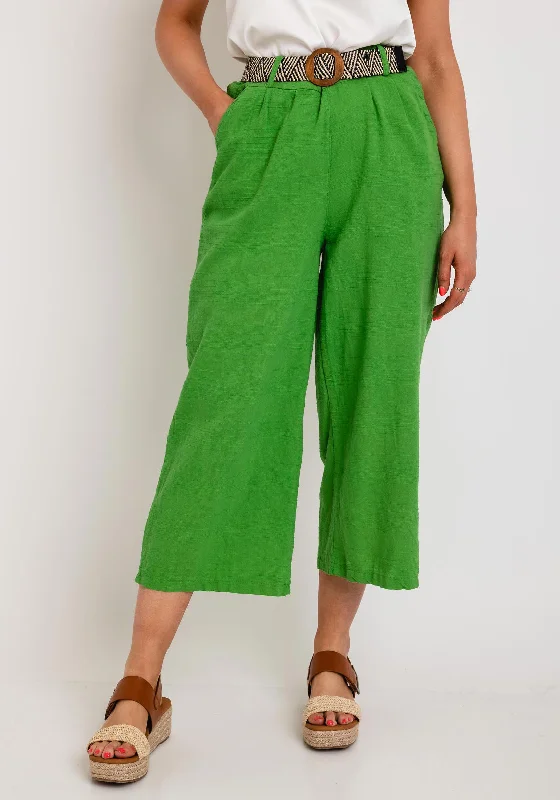 The Serafina Collection One Size Wide Leg Crop Trouser, Green Trousers Canvas Durable The Serafina Collection One Size Wide Leg Crop Trouser, Green Trousers Canvas Durable