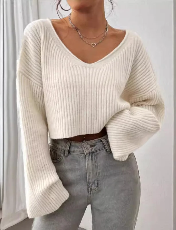 Ladies Drop Shoulder Ribbed Knit Sweater GG011 Fleece Fabric Down Fabric Feather Fabric Ladies Drop Shoulder Ribbed Knit Sweater GG011 Fleece Fabric Down Fabric Feather Fabric