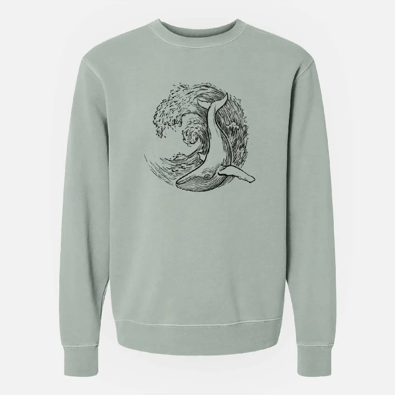 Whale Wave - Unisex Pigment Dyed Crew Sweatshirt Hoodie with Oversized Fit Loose Comfortable Whale Wave - Unisex Pigment Dyed Crew Sweatshirt Hoodie with Oversized Fit Loose Comfortable