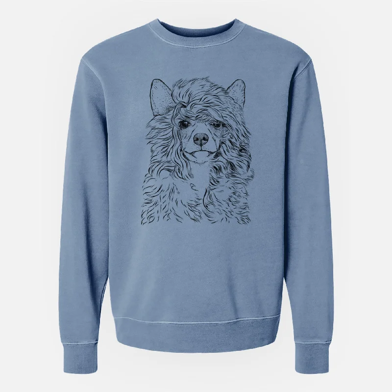 Bare Preston the Powderpuff Chinese Crested - Unisex Pigment Dyed Crew Sweatshirt Hoodie with Pocket Utility Practical Bare Preston the Powderpuff Chinese Crested - Unisex Pigment Dyed Crew Sweatshirt Hoodie with Pocket Utility Practical